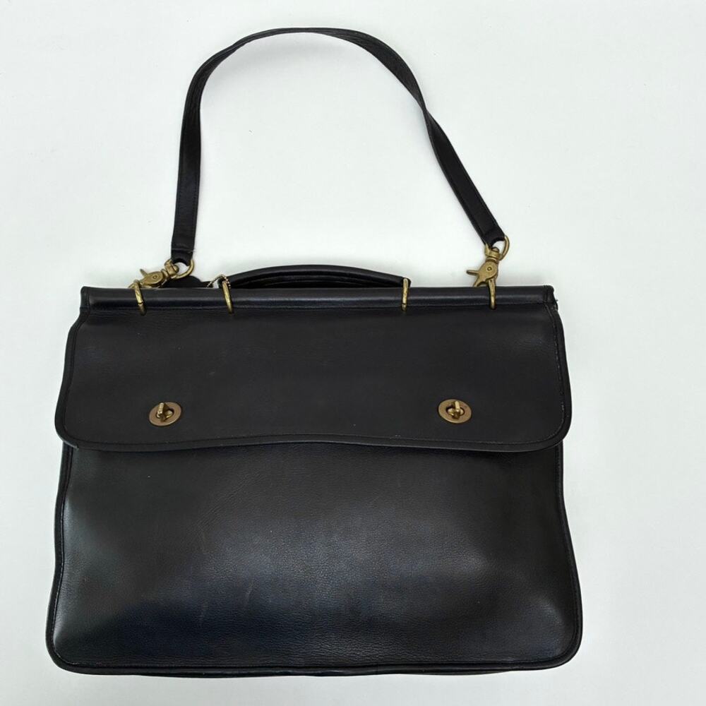 Vintage Laura USA Black Leather Satchel with Shoulder Strap - Laptop Bag - Picture 5 of 13